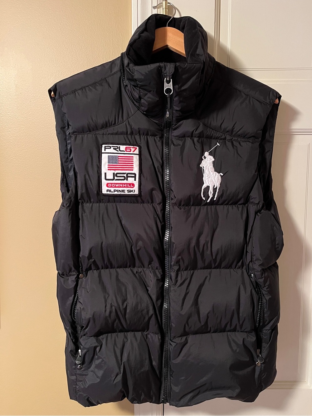 Polo by Ralph Lauren Black Quilted Puffer Vest with White Polo Logo